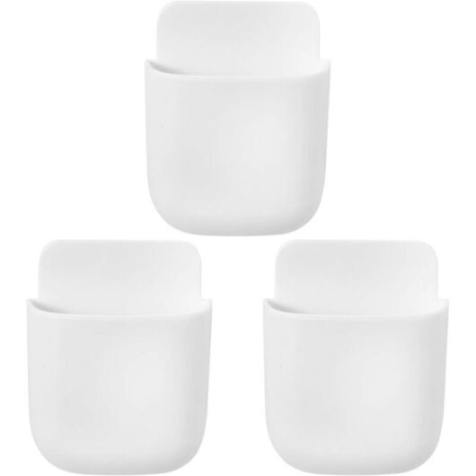 [NEVER USED] 3-Piece Remote Control Holder Organizer, Wall-Mounted Multimedia Organizer, TV Remote Storage Box (White)