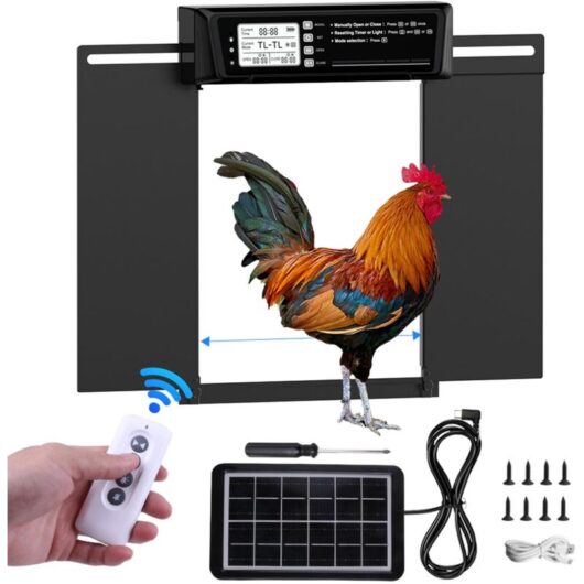 [NEVER USED] Automatic Chicken Coop Door Extra Large Solar - LCD Display, Remote Control, Light Sensor, Timer & Anti-Pinch Protection - 39 x 29 cm -
