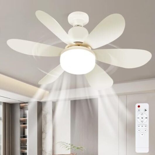 [NEVER USED] Ceiling light with fan, LED ceiling fan quiet, with lighting and remote control, 3 modes dimmable, 3 wind speeds, timer function,