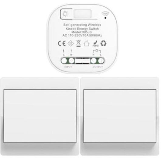 [NEVER USED] EU Wireless Switch Without Batteries Self-Powered Wireless Switch Kit Two-Way Wireless Battery-Free Radio Remote Switch Home Lighting