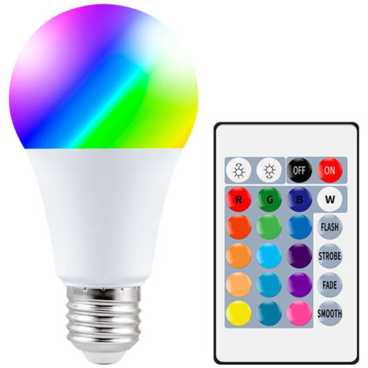 [NEVER USED] LED Color Light Bulbs, 10W E27 LED RGBW Bulb with Remote Control, Memory Function and Timer, 12 Colors and 7 Brightness Levels, Mood