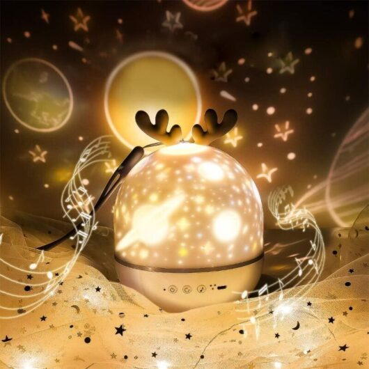 [NEVER USED] Starry projector lamp with remote control, cute elf projection with rotating timer and built-in remote control, 8 songs, USB charging,