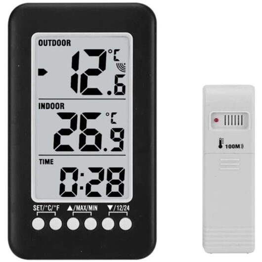 [NEVER USED] Wireless Thermometer Indoor/Outdoor Weather Station Digital Temperature Monitor with Remote Control for Home Refrigerators and Ice