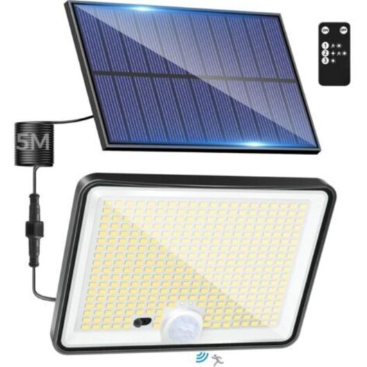 Outdoor Solar Light Motion Sensor with Remote Control, 342 LED Solar Lights IP65 Waterproof Solar Spotlight, 3 Lighting Modes Solar for Garden Garage