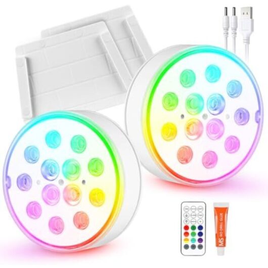Pool lighting rechargeable underwater light with remote control 2 pieces pool lights multi-color changing pond lighting underwater light waterproof