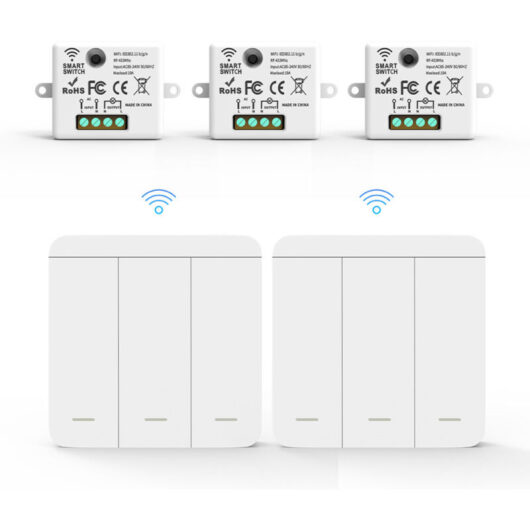 SIENTICE Wireless Remote Control Switch AC85-265V, 433.92 MHz Home Lighting Controller, Three Switches + Two Controllers