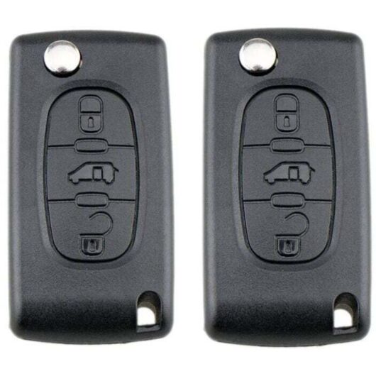 Set of 2 CE0536 key shells for Peugeot Partner 107 207 307 407 208 308, Citroën C2 C3 C4 C5 Berlingo Picasso, Peugeot Partner key shell, Citroën