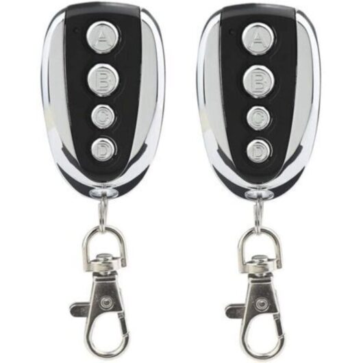 Set of 2 universal remote controls for garage doors and gates 433 MHz with four channels - Ideal replacement