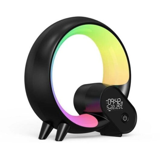 Smart LED Table Lamp, Ambient Lamp with Bluetooth Speaker, Musical Calendar Alarm Clock, App Controlled Bedside Lamp, Night Light for Children,