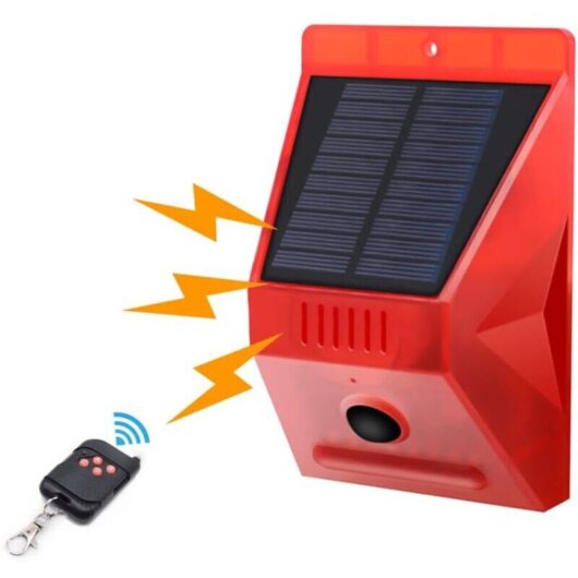 Solar Strobe Light with Motion Sensor, Achort IP65 Waterproof led Solar Alarm Detector with Remote Control, 129 dB Sound Security, Waterproof Siren