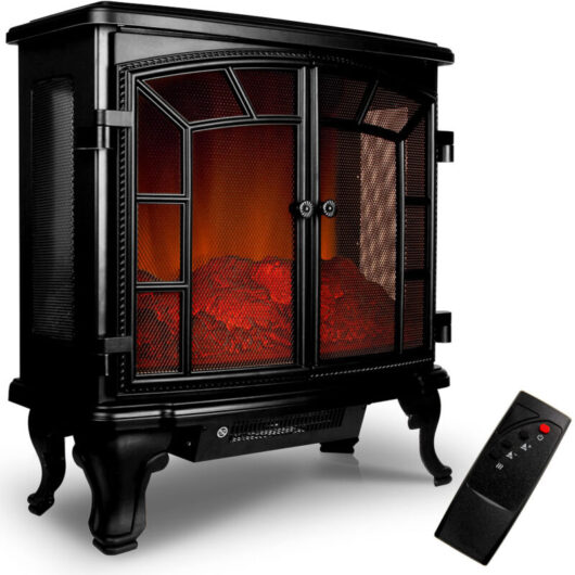 MONZANA® Electric Heater 2KW Freestanding Stove with LED Flame Effect, Portable Fan Heater for Home, Fireplace Style, 1000W/2000W Fire Place Remote