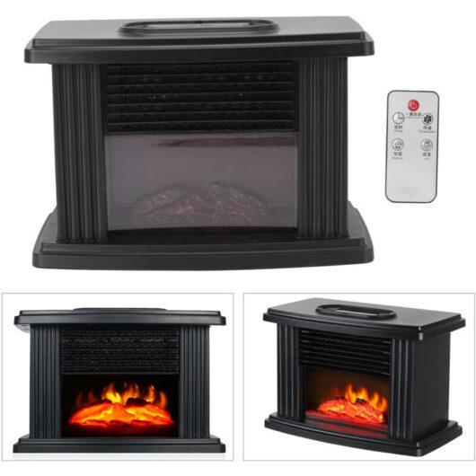 1000W Electric Fireplace Heater, Portable, Fast, Even Heating, Electric Tabletop Stove with Remote Control