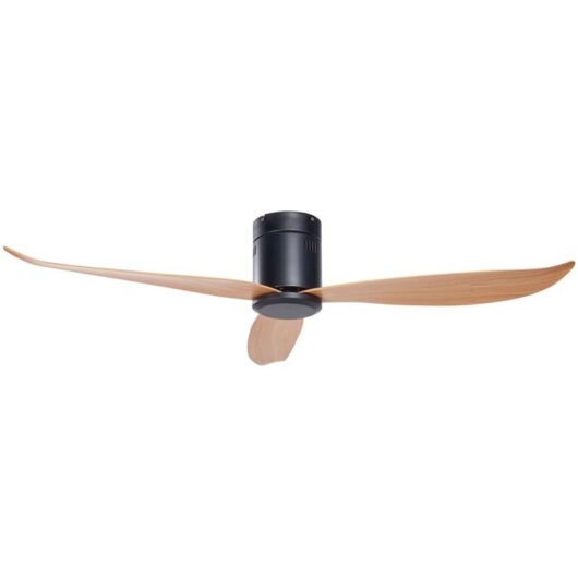 Beliani - Ceiling Fan Speed Control Living Room Modern Black Light Wood Effect Malad