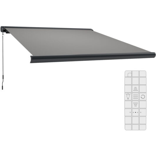 Outsunny - diy Retractable Canopy with Remote Controller for Patio, Light Grey
